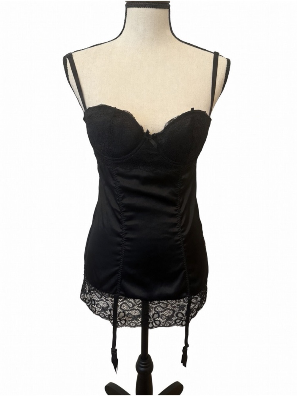 Frederick's of Hollywood Black Lingerie Top with Lace Trim